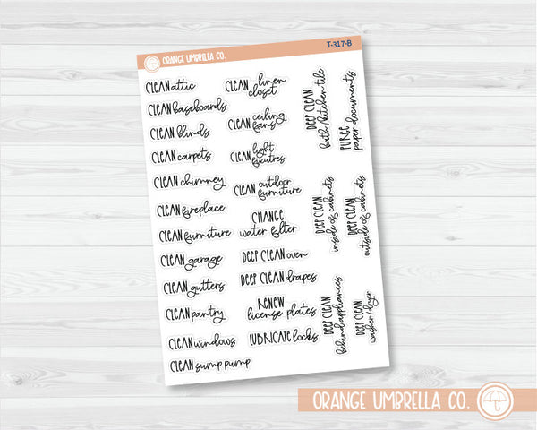 CLEARANCE | Yearly Chore Reminders Script Planner Stickers | FC12 | T-317-B