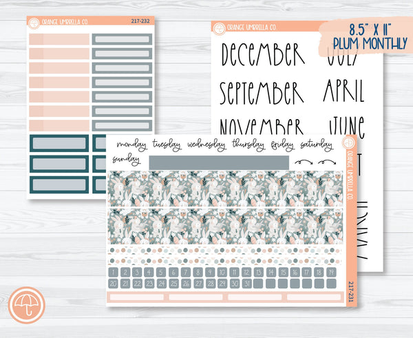CLEARANCE | 8.5x11 Plum Monthly Planner Kit Stickers | Easter Garden 217-231