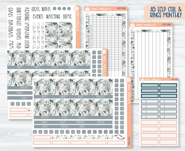 CLEARANCE | A5 ECLP Dashboard Monthly Planner Kit Stickers | Easter Garden 217-241