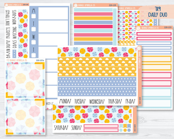 CLEARANCE | 7x9 Daily Duo Planner Kit Stickers | Umbrella Parade 220-131