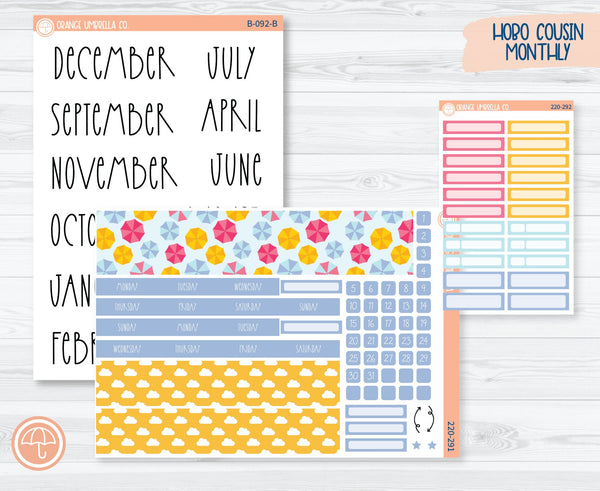 CLEARANCE | Hobonichi Cousin Monthly Planner Kit Stickers | Umbrella Parade 220-291