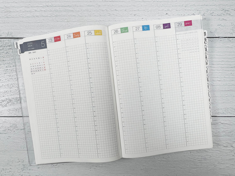 Hobonichi Cousin Day Of Week Color Block Date Cover Planner Stickers | FC12 Cursive | B-565