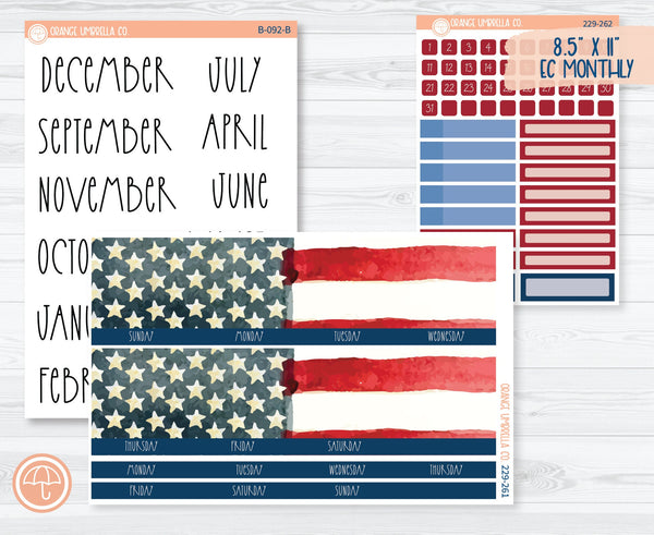 CLEARANCE | 8.5 ECLP Monthly Planner Kit Stickers | We Remember 229-261