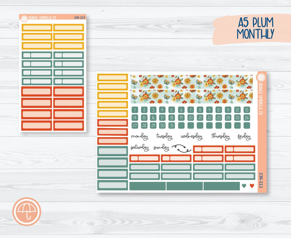 CLEARANCE | A5 Plum Monthly Planner Kit Stickers | Summer Afternoon 236-211