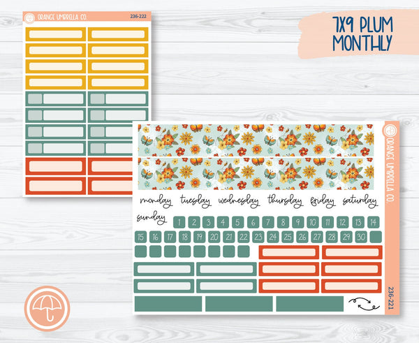 CLEARANCE | 7x9 Plum Monthly Planner Kit Stickers | Summer Afternoon 236-221