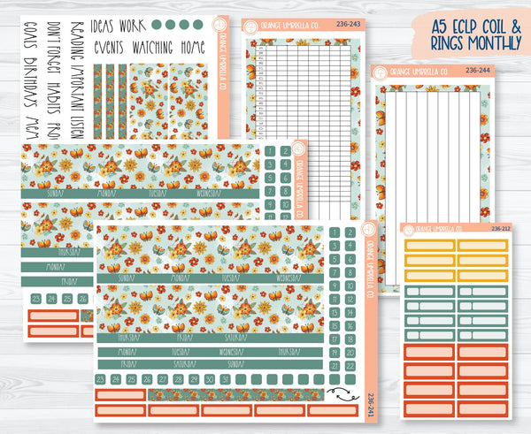 CLEARANCE | A5 EC Dashboard Monthly Planner Kit Stickers | Summer Afternoon 236-241