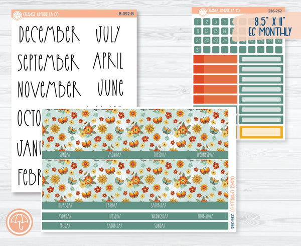 CLEARANCE | 8.5 ECLP Monthly Planner Kit Stickers | Summer Afternoon 236-261