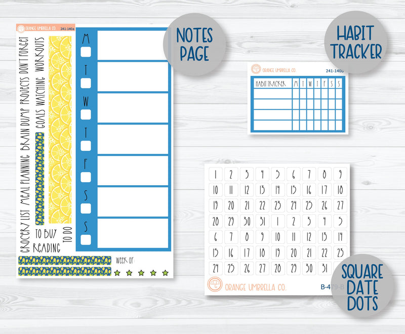 CLEARANCE | 7x9 Daily Duo Planner Kit Stickers | Lemon Squeezy 241-131