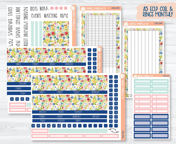 A5 EC Dashboard Monthly Planner Kit Stickers | Summer Time 233-241
