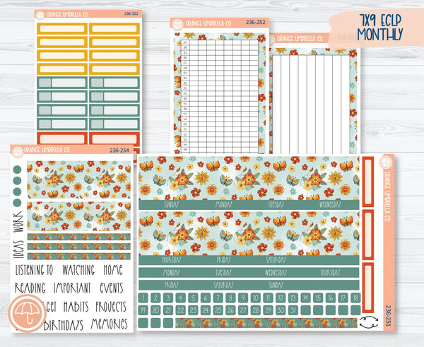 CLEARANCE | 7x9 ECLP Monthly Planner Kit Stickers | Summer Afternoon 236-251