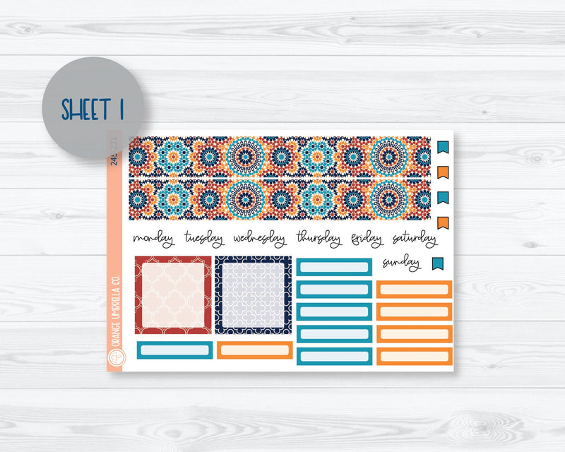 CLEARANCE | 7x9 Plum Monthly Planner Kit Stickers | Moroccan Courtyard 245-221