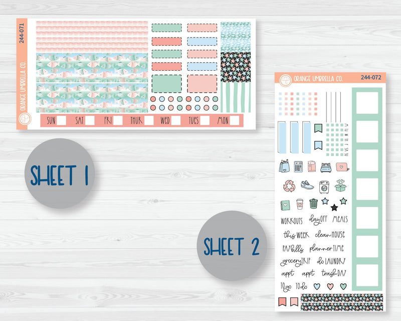 CLEARANCE | Hobonichi Weeks Planner Kit Stickers | Underwater 244-071
