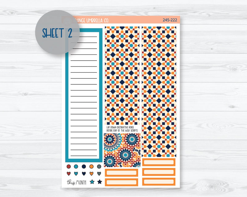 CLEARANCE | 7x9 Plum Monthly Planner Kit Stickers | Moroccan Courtyard 245-221