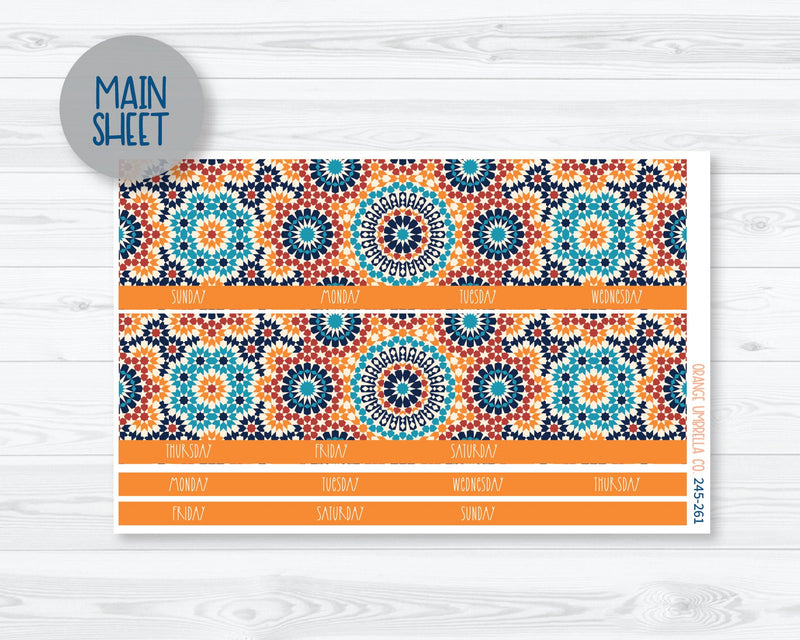 CLEARANCE | 8.5 ECLP Monthly Planner Kit Stickers | Moroccan Courtyard 245-261