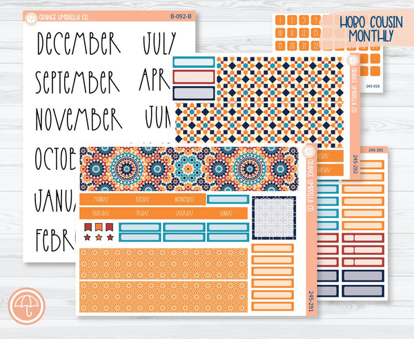 CLEARANCE | Hobonichi Cousin Monthly Planner Kit Stickers | Moroccan Courtyard 245-291