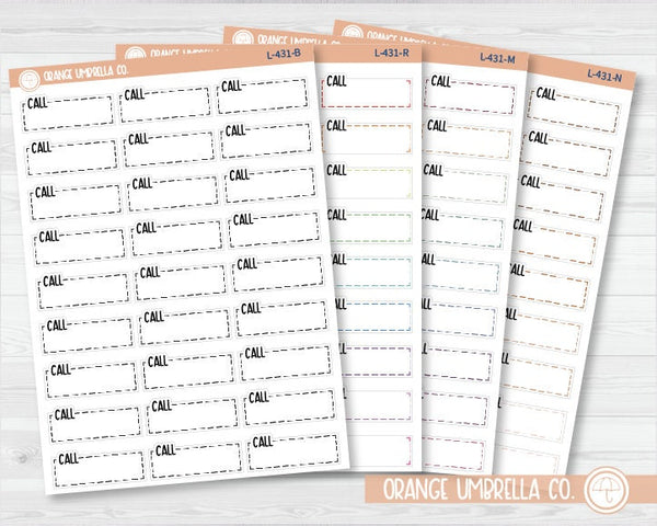 Call Stitched Quarter Box Planner Stickers | L-431