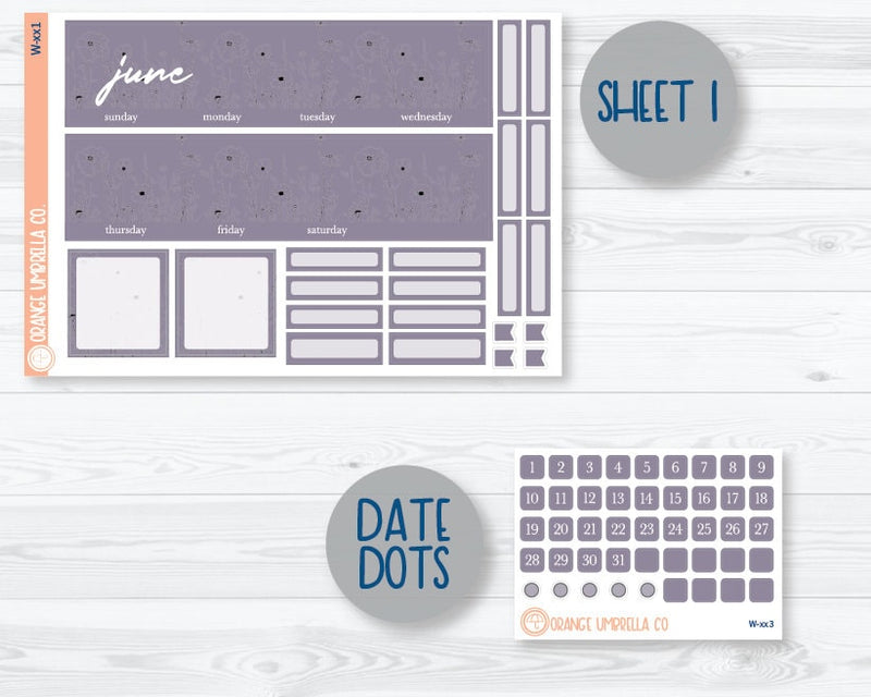 A5 Coil Monthly Planner Stickers | June Wildflowers Palette | W-008-033-039