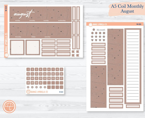 A5 Coil Monthly Planner Stickers | August Wildflowers Palette | W-010-029-035