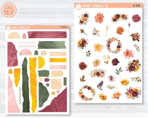 Autumn Flowers1 Deco & Journaling Planner Stickers | C-320
