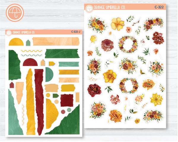 Autumn Flowers3 Deco & Journaling Planner Stickers | C-322