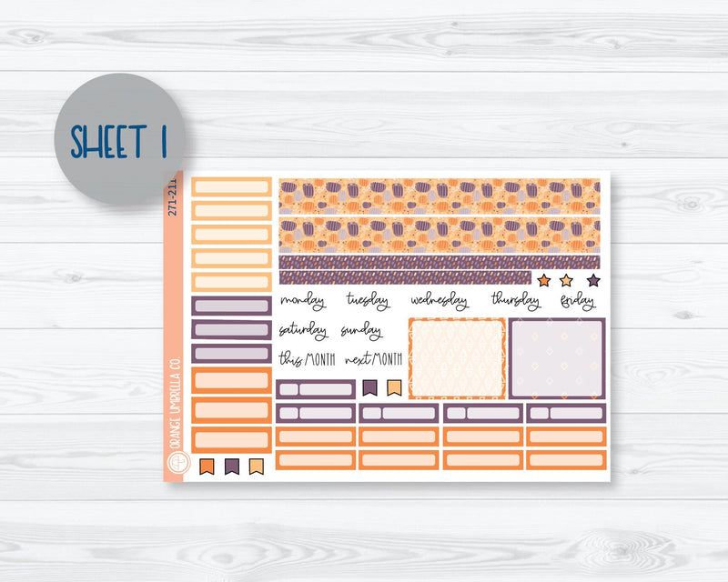 A5 Plum Monthly Planner Kit Stickers | Pumpkins at Twilight 271-211