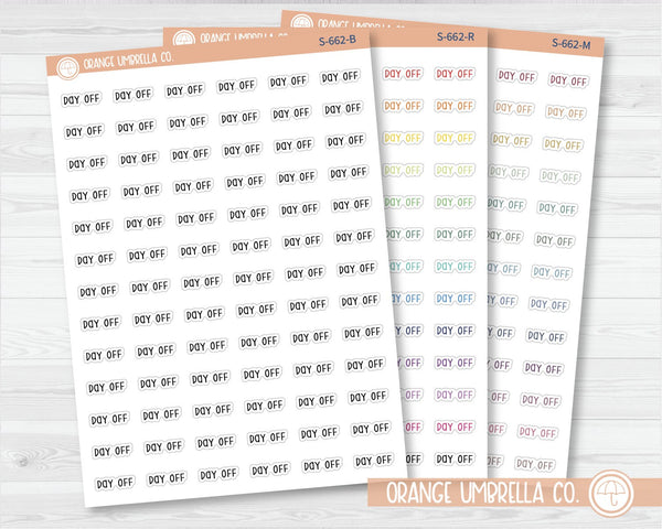CLEARANCE | Day Off Script Planner Stickers | F3 | S-662