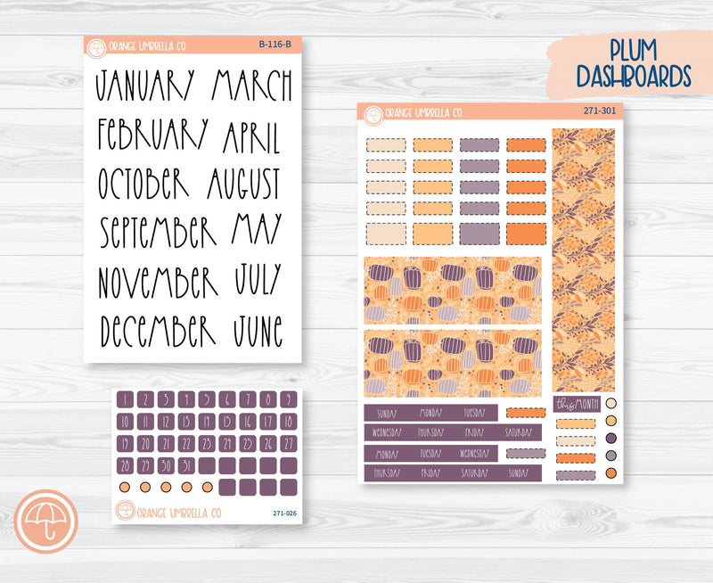 Hobonichi Weeks Monthly Planner Kit Stickers | Pumpkins at Twilight 271-301