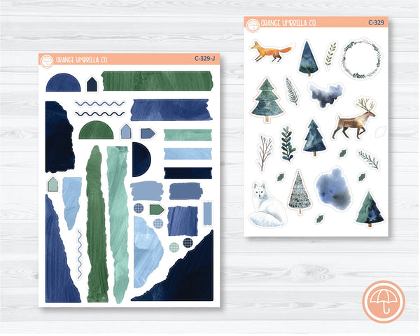 Magical Winter Forest Deco & Journaling Planner Stickers | C-330