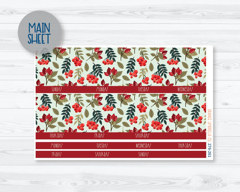 8.5 ECLP Monthly Planner Kit Stickers | Berry Festive 276-261