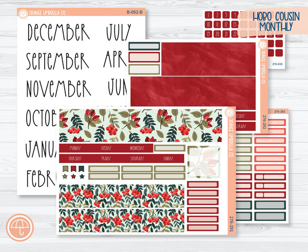 Hobonichi Cousin Monthly Planner Kit Stickers | Berry Festive 276-291