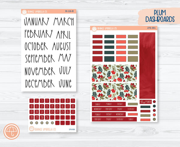 Hobonichi Weeks Monthly Planner Kit Stickers | Berry Festive 276-301