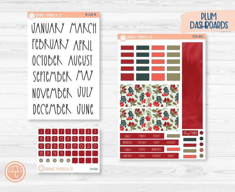 Hobonichi Weeks Monthly Planner Kit Stickers | Berry Festive 276-301