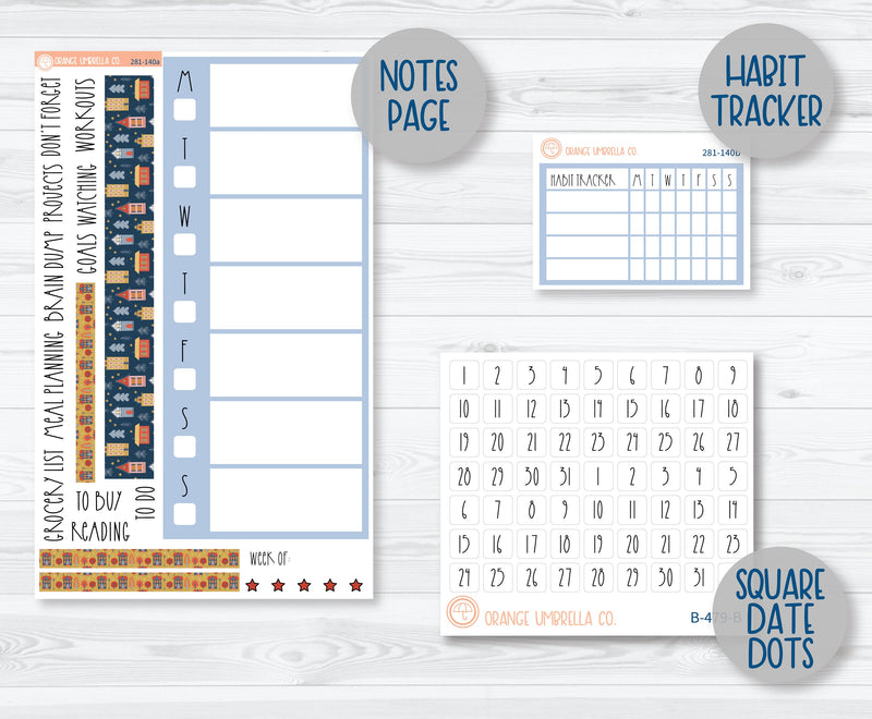 7x9 Daily Duo Planner Kit Stickers | Tiny Town 281-131