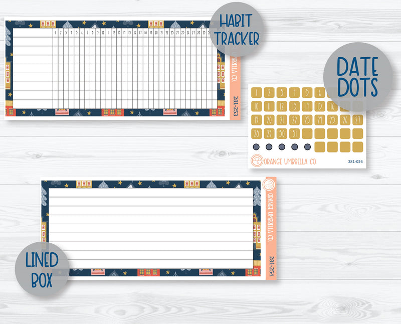 7x9 ECLP Monthly Planner Kit Stickers | Tiny Town 281-251