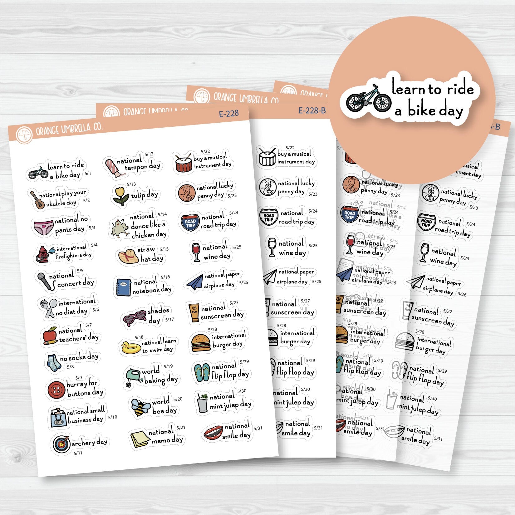 May Wacky Holidays Mini Script Planner Stickers | F16 | E-227