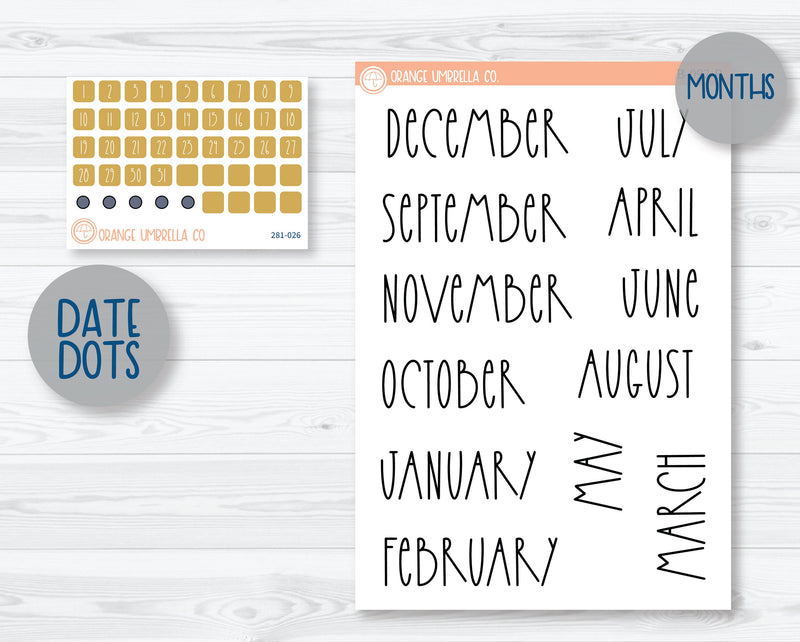 Hobonichi Cousin Monthly Planner Kit Stickers | Tiny Town 281-291