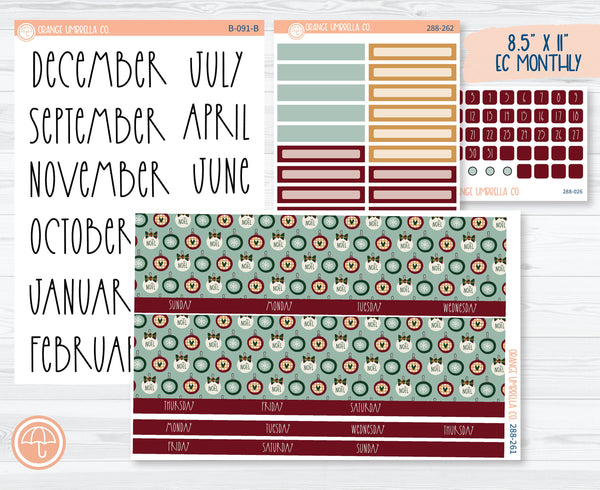 8.5 ECLP Monthly Planner Kit Stickers | Santa Stop Here 288-261
