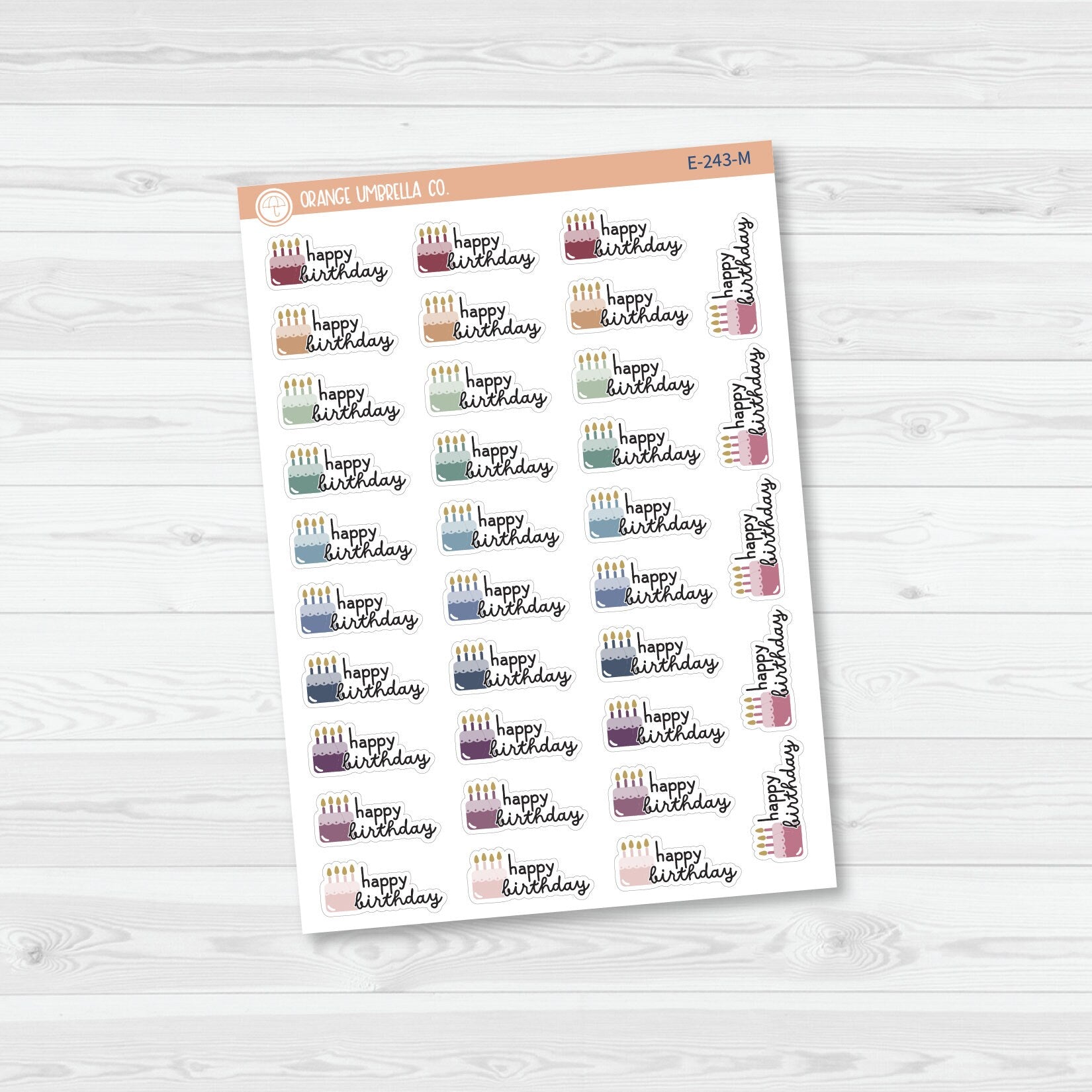 Happy Birthday Cake & Candles Icon Script Planner Stickers | F16 | E-243