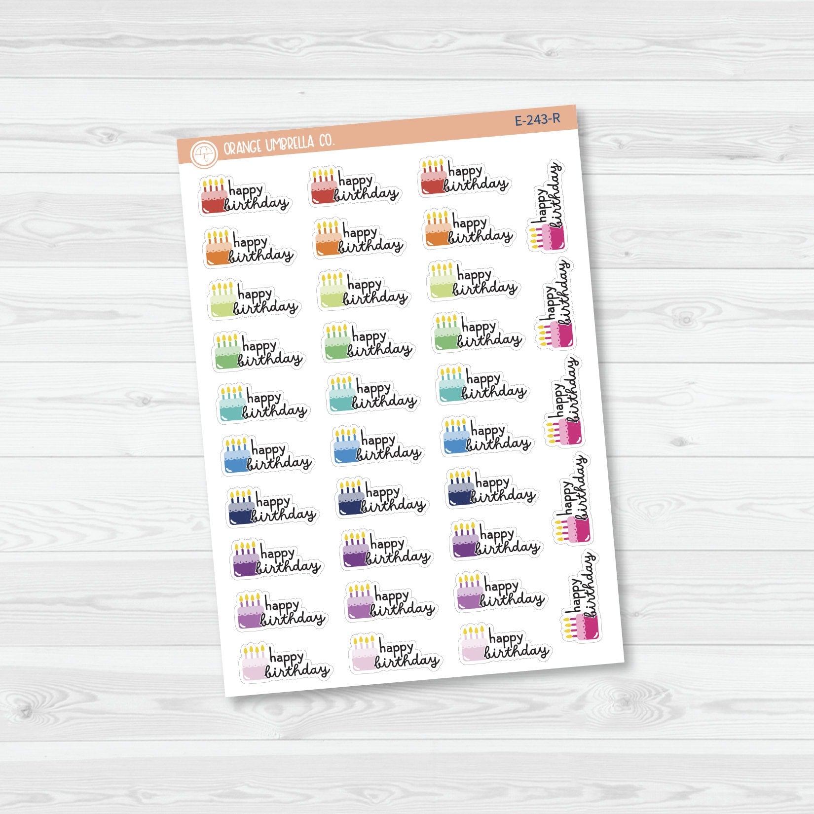 Happy Birthday Cake & Candles Icon Script Planner Stickers | F16 | E-243