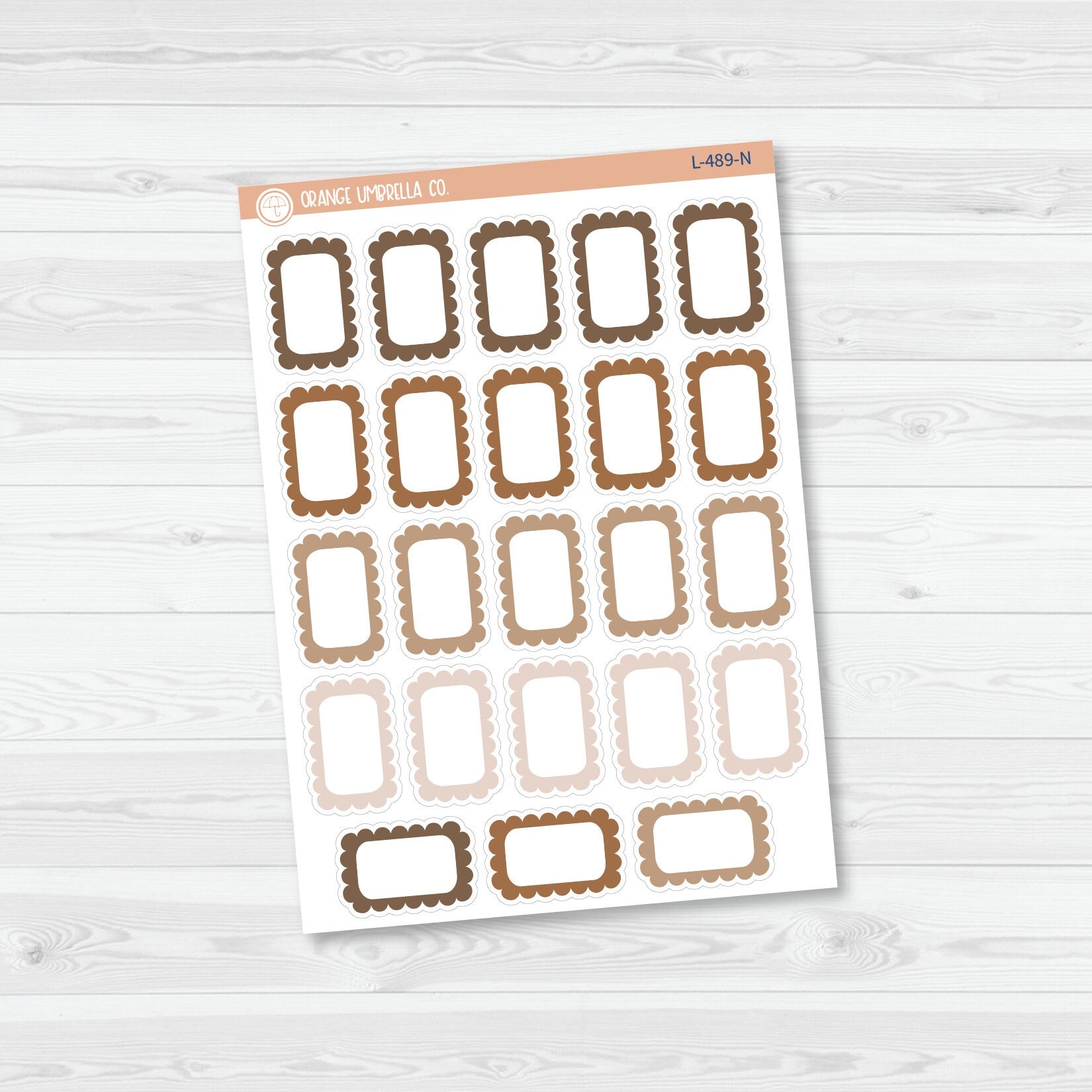 Solid Scalloped Hobonichi Cousin Half Box Planner Stickers | L-489