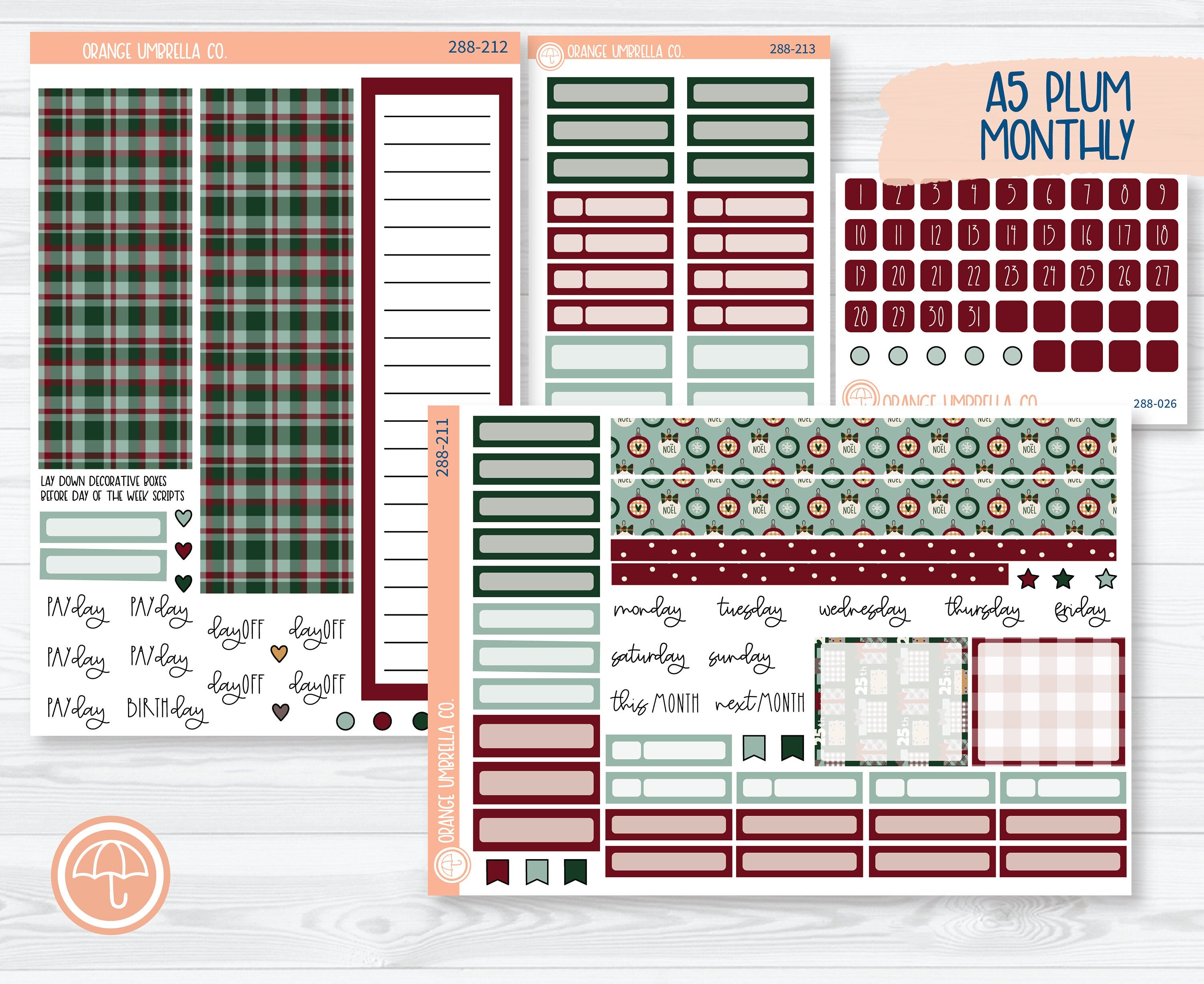 MONTHLY Planner Sticker Kit for Plum Paper and Classic Happy