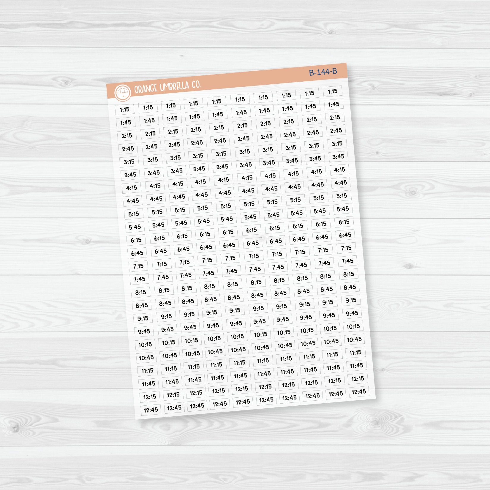 Time - Quarter and 3-Quarter Hour Script Planner Stickers | F16 Script | B-144-B