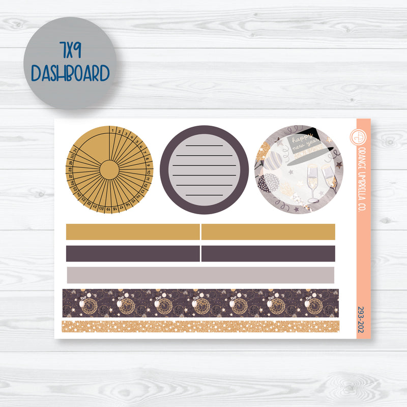 New Year's Plum Dashboards Planner Kit Stickers | 293-201