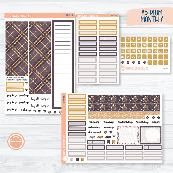 New Year's A5 Plum Monthly Planner Kit Stickers | 293-211