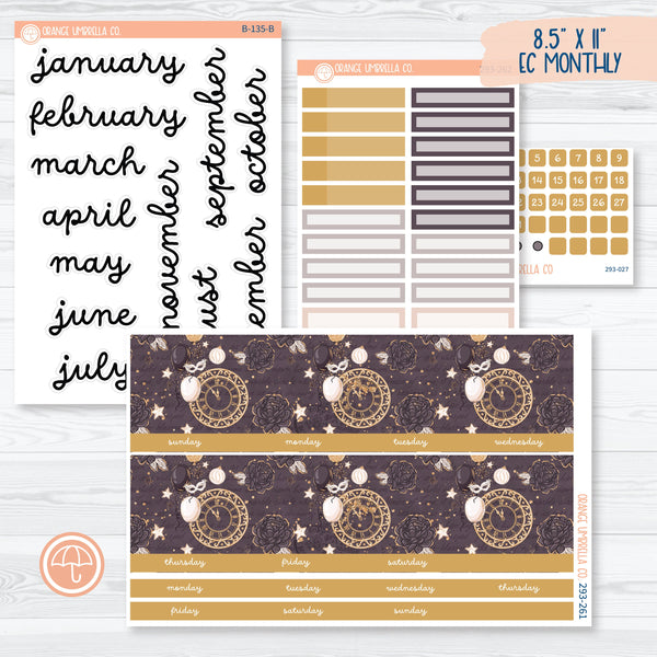 New Year's 8.5 ECLP Monthly Planner Kit Stickers | 293-261