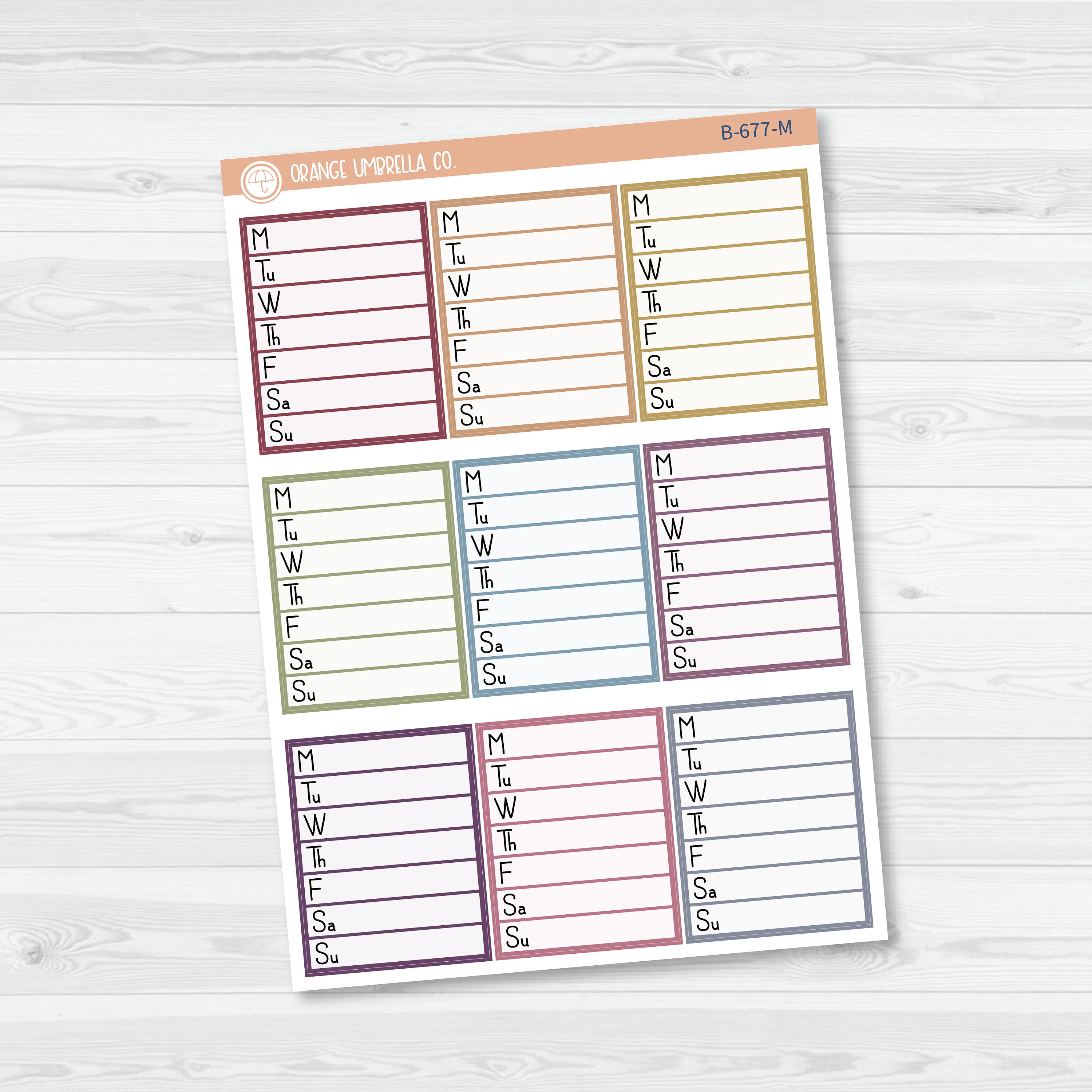 Side Bar Weekly Tracker Planner Stickers | F16 | B-677