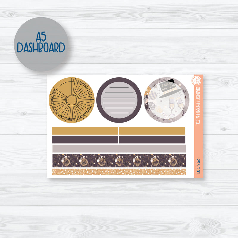 New Year's Plum Dashboards Planner Kit Stickers | 293-201