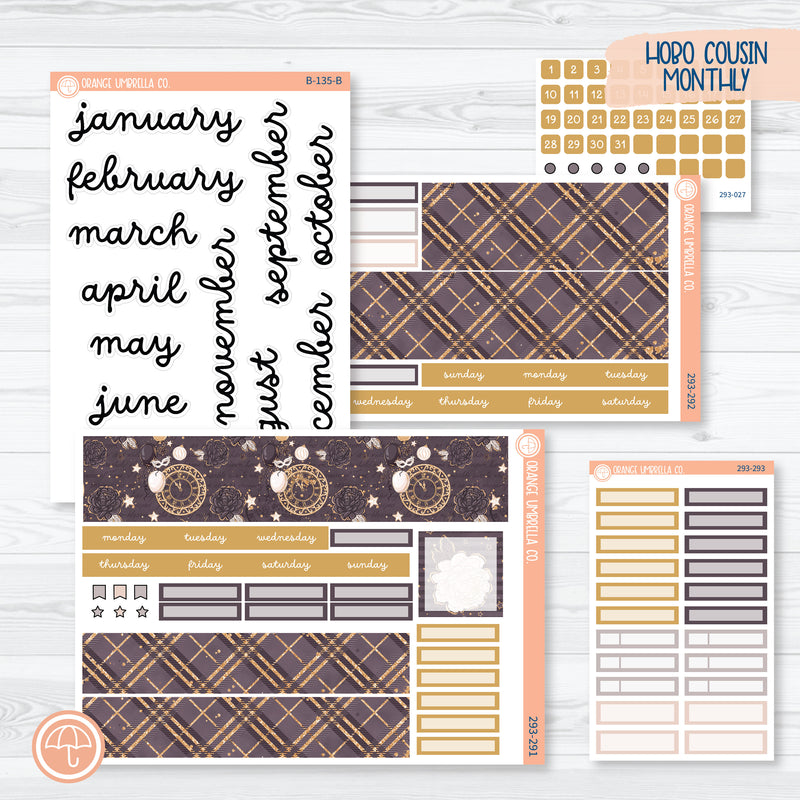 New Year's Hobonichi Cousin Monthly Planner Kit Stickers | 293-291