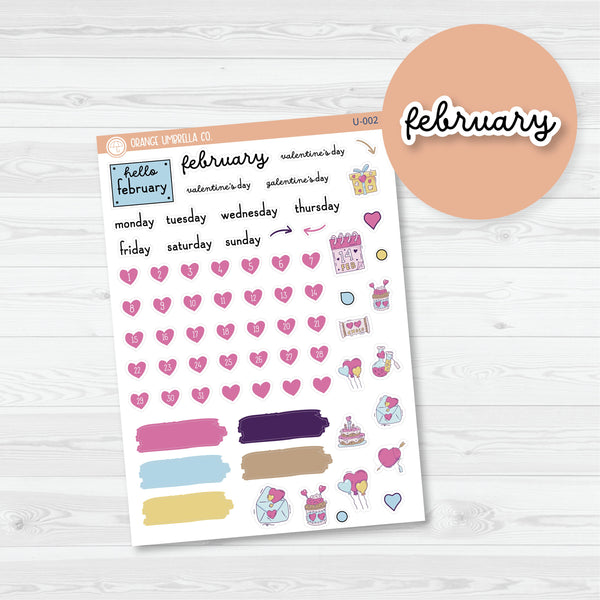 Build Your Own Journal Kit Planner Stickers | February F16 | U-002