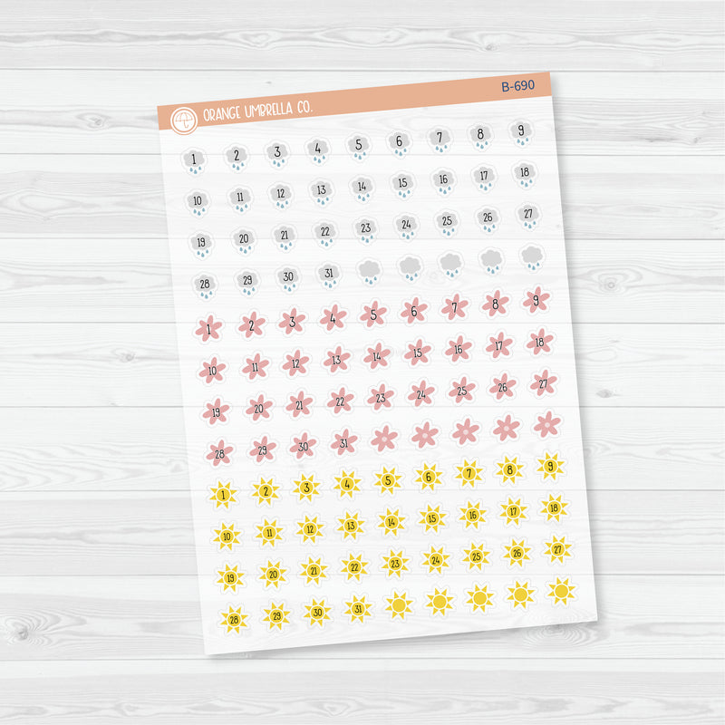 Yearly Themed Date Dots | 3 Months Holiday | Clear Matte Planner Stickers | B-689-692-CM